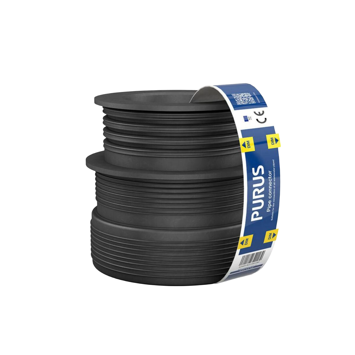 Gumminipplar för plaströr, svarta 96/83-75/50, Purus