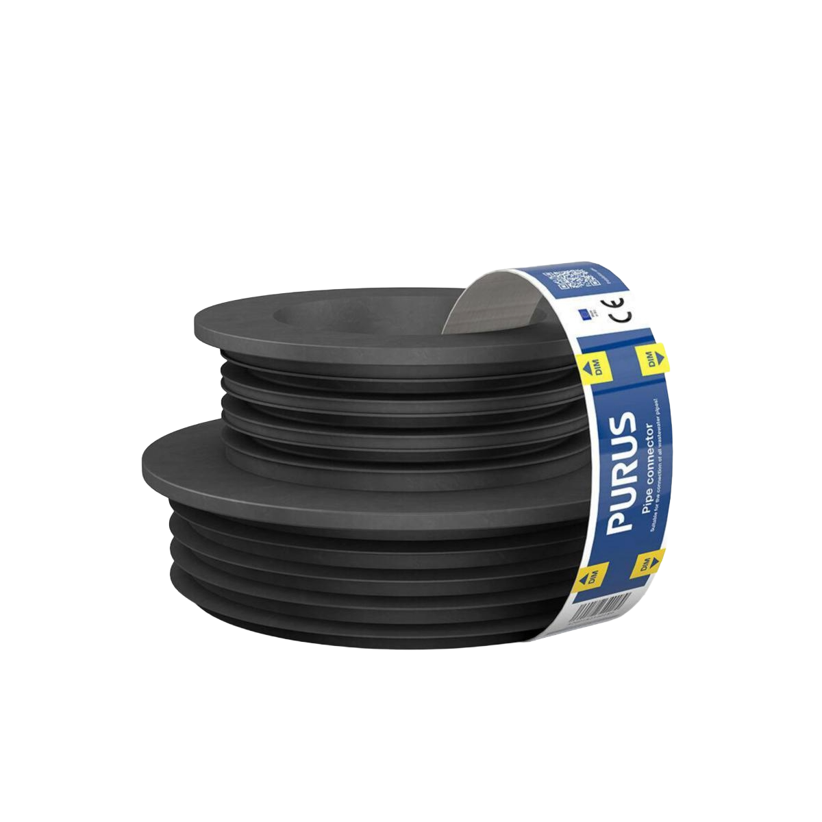 Gumminipplar för plaströr, svarta 100-105/75-50, Purus