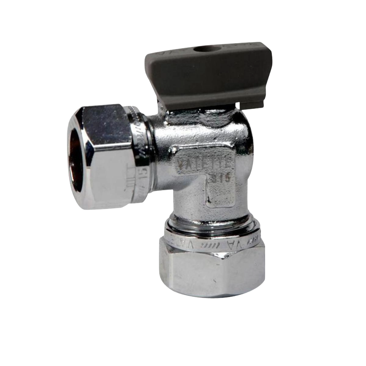 Kulventiler Vatette, förkromade med vred, i vinkel Cu-kopplingar