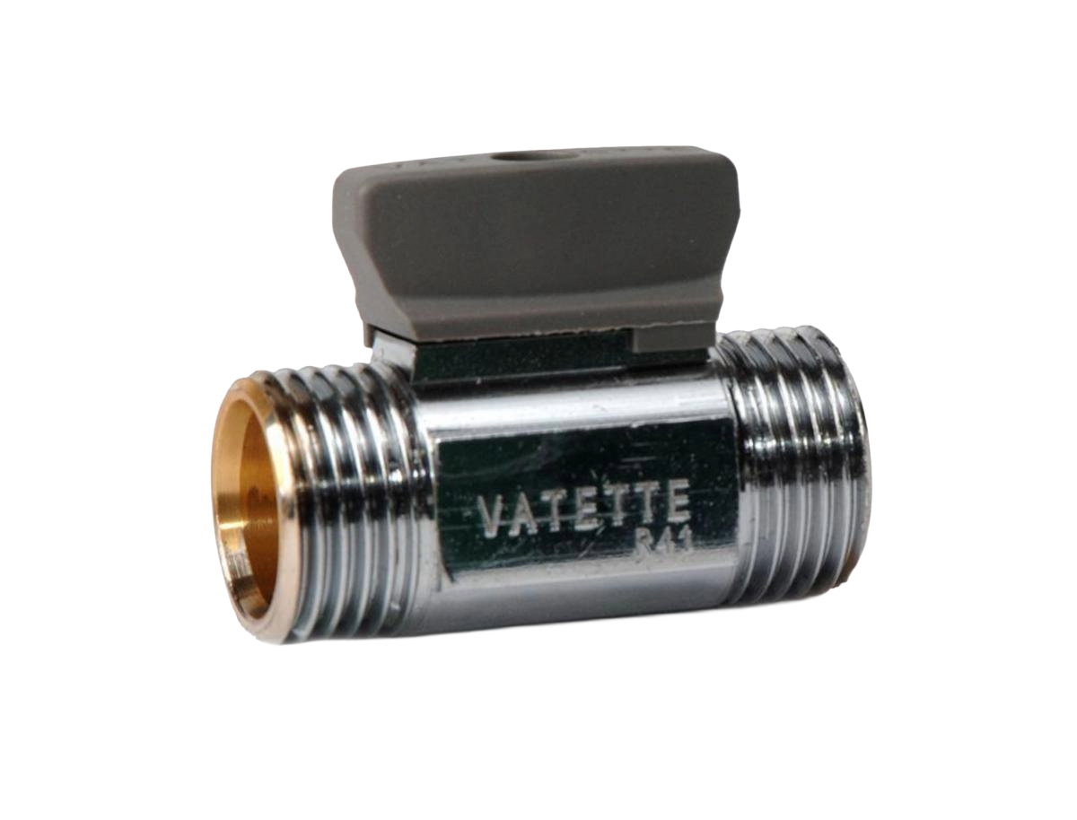 Kulventiler Vatette, förkromade med vred, utvändig gänga