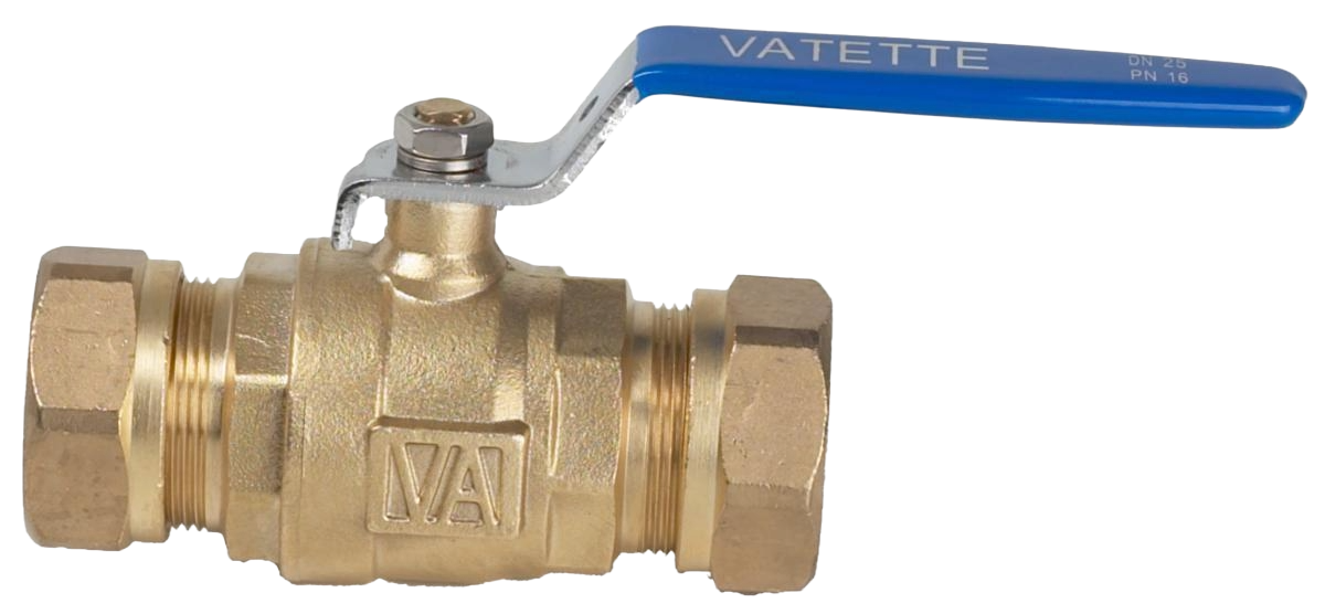 Kulventil Vatette i avzinkningshärdig mässing med fullt genomlopp