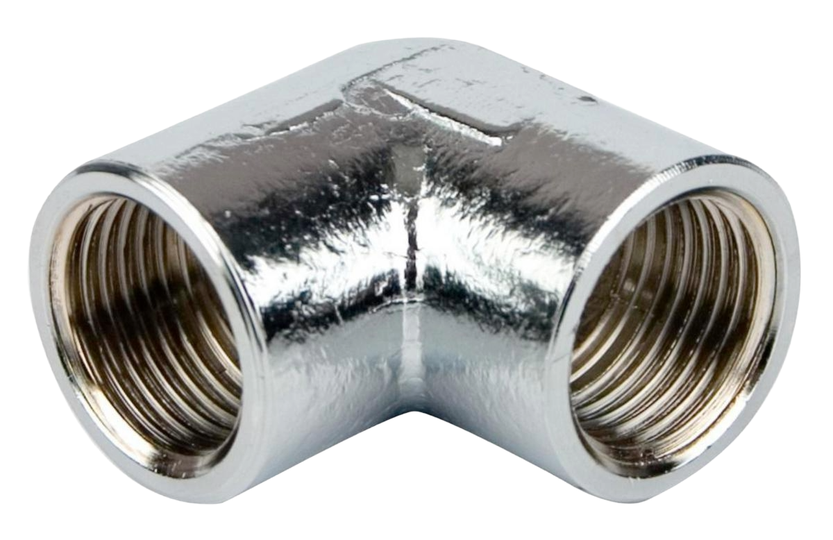 Vinkel, invändig gänga i båda ändar, förkromad