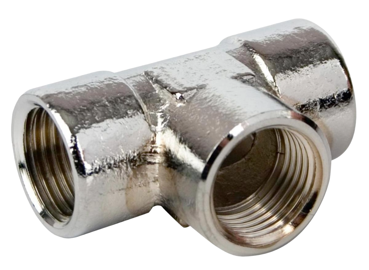T-rör, invändig gänga i alla grenar, förkromade