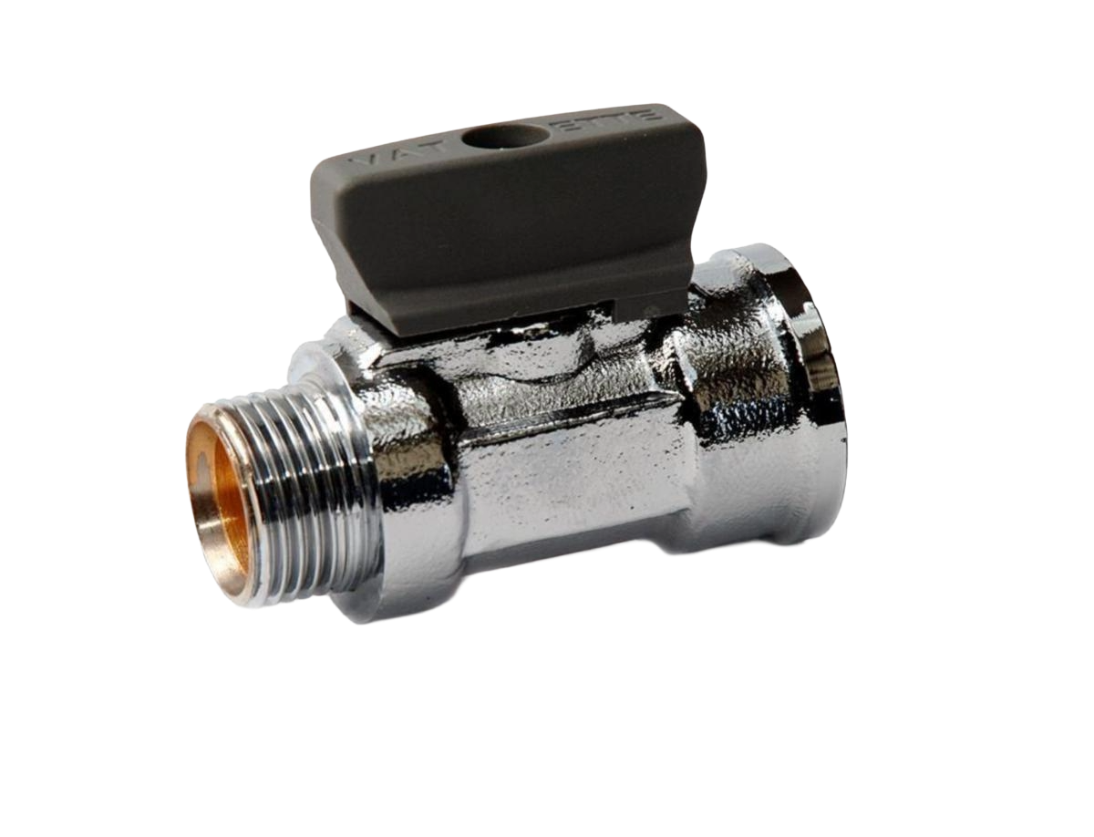 Kulventiler Vatette, förkromade med vred, ut- och invändig gänga