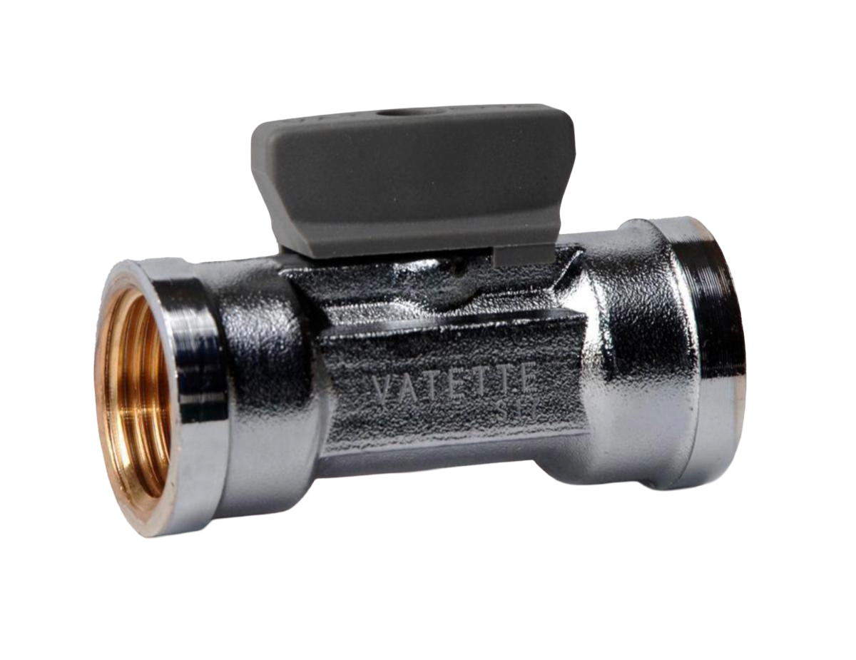 Kulventiler Vatette, förkromade med vred, invändig gänga