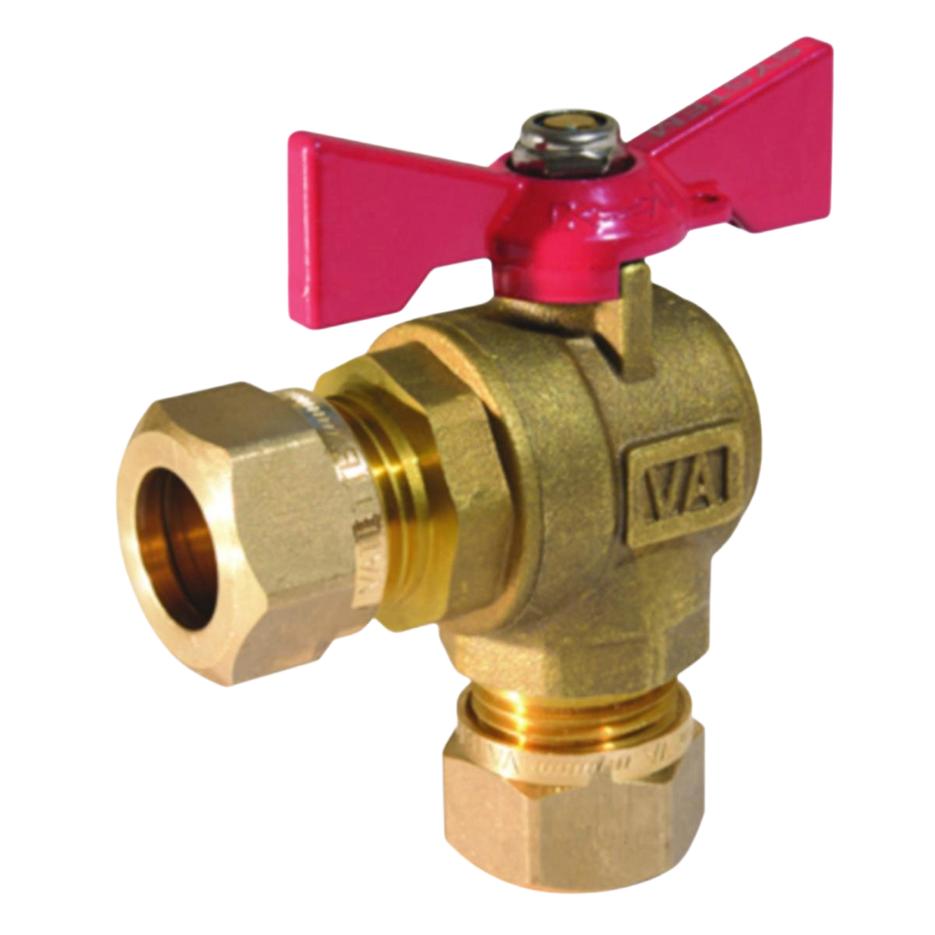 Kulventil vinkel klämringskoppling-Vatette