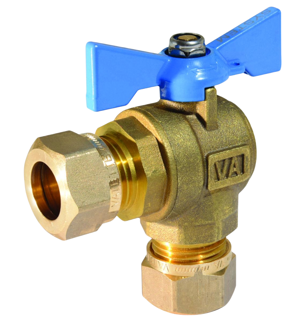 Kulventil vinkel klämringskoppling-Vatette